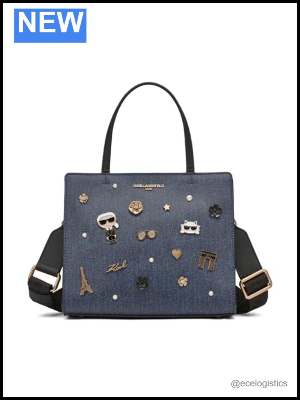 Faux Leather Pins Satchel Bag with Top Handle, Zipper Closure, Heavyweight